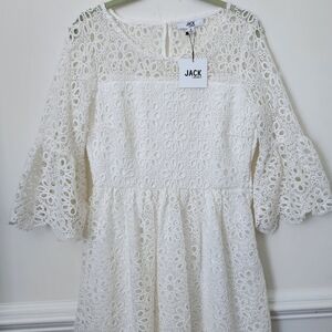 Jack by BB Dakota White Lace Long Sleeve Dress
